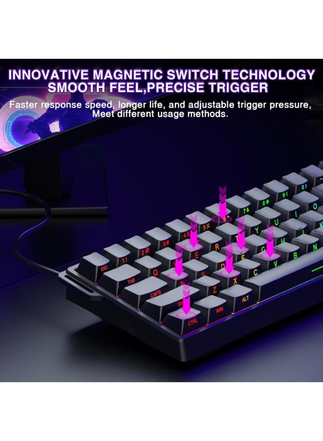 Aula WIN60 HE - 60% Mechanical Gaming Keyboard Wired, Magnetic Switch Hot Swappable, Adjustable Actuation Rapid Trigger Mode, 8000 Hz Polling Rate, RGB Small Keyboard 60 Percent Compact Design for PC - Image 4